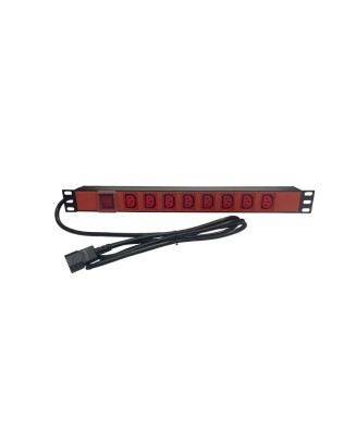 PDU, Regleta electrica 8 C13 con interruptor roja